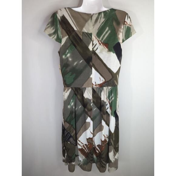 Coldwater Creek Empire Waist A Line Brown Green Abstract‎ Dress Sz. 10 Whimsical - Picture 7 of 11
